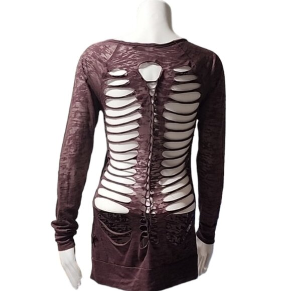 HARLEY DAVIDSON Long Sleeve Graphic Tee S Ripped Back Biker Moto Bikercore - Picture 4 of 12